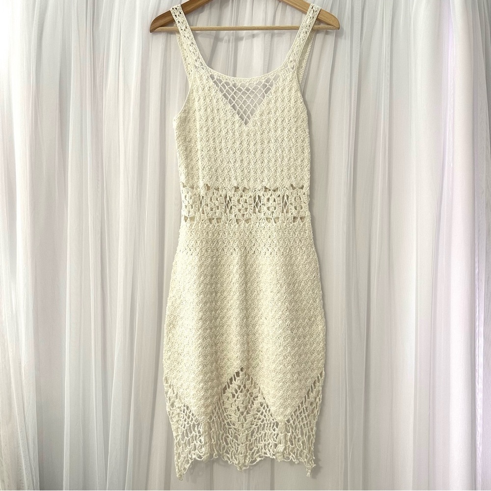 Handmade Crochet Mermaid Midi Maxi Dress Beach Cover Fishtail Hem - Size S/M - Picture 5 of 11